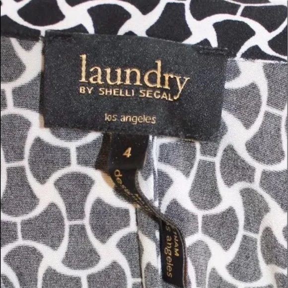 Laundry Shelley Segal Shirt Dress Black White Geometric 4 Short Sleeve - Picture 5 of 8